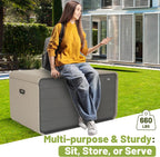 160 Gallon Heavy-Duty Resin Deck Box with Lockable Storage - Brown