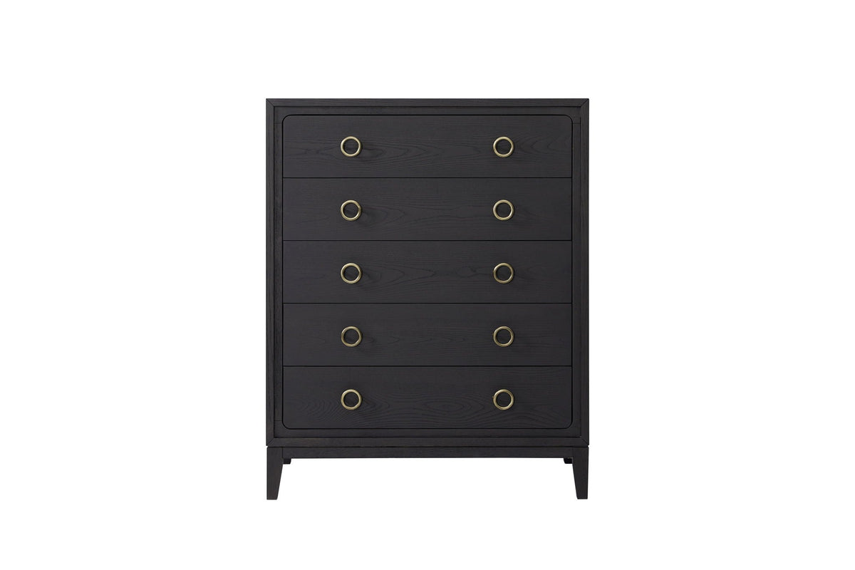 5 Drawer Chest Ample Storage with Cedar & Felt-Lined Drawers - Black or Light Brown