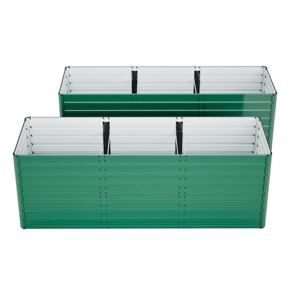 Ergonomic Metal Raised Garden Bed 2-Pack with Open Base - Green