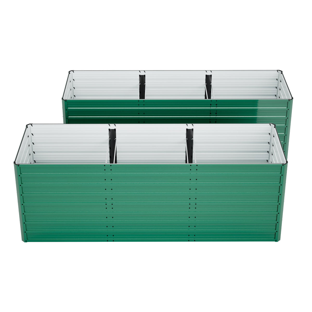Ergonomic Metal Raised Garden Bed 2-Pack with Open Base - Green