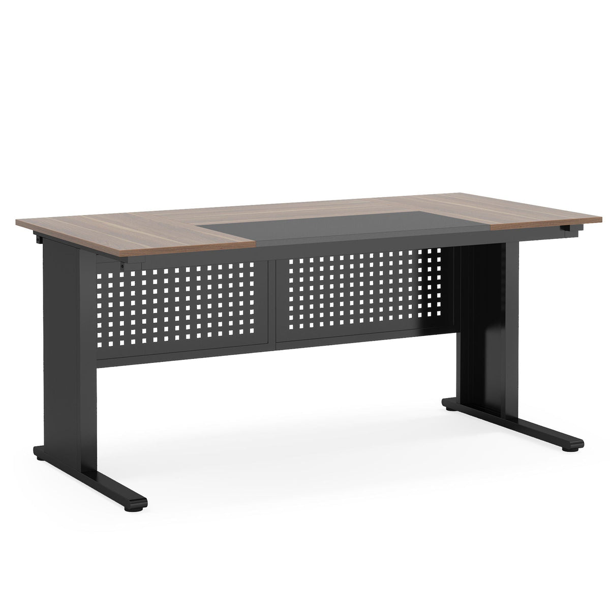 L-Shaped Executive Desk with File Cabinet and Storage Drawers - Light Brown or Dark Gray