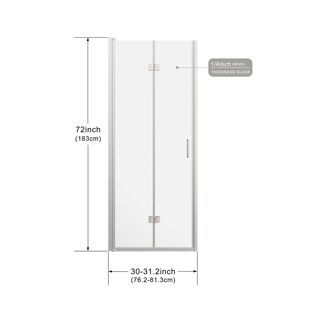 Frameless Bi Fold Shower Doors with Tempered Glass - Chrome