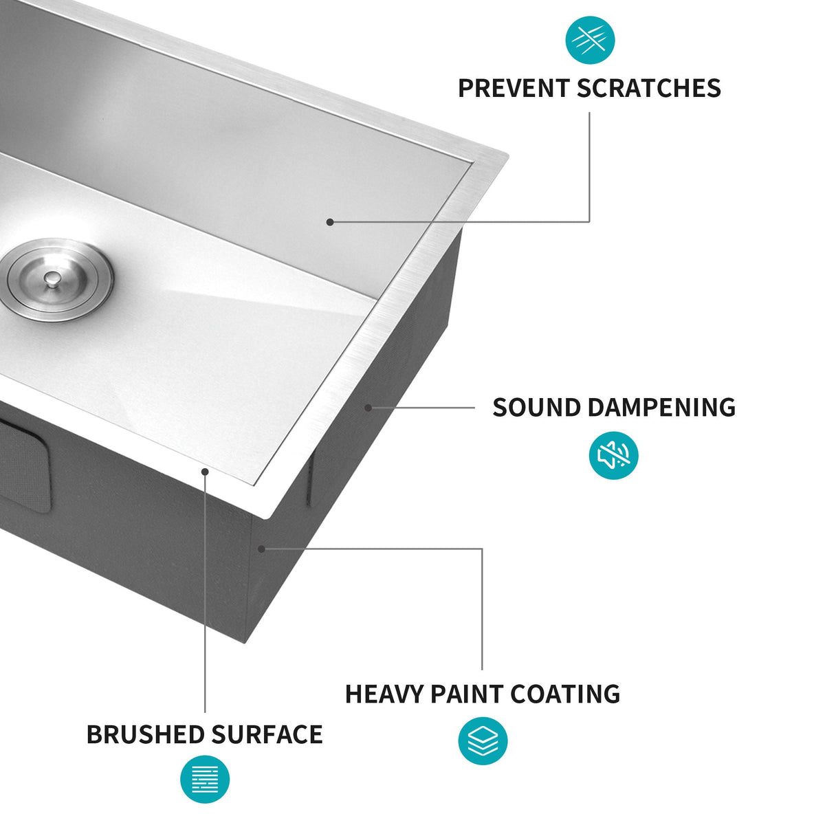 Modern Undermount Stainless Steel Kitchen Sink 16 Gauge, Deep Single Bowl - Gray