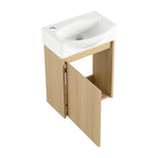 Modern Bathroom Vanity with Ceramic Basin and Storage Cabinet - Light Brown, Black, or White