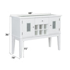 White Wine Cabinet Server with Storage and Wine Rack - Elizaveta
