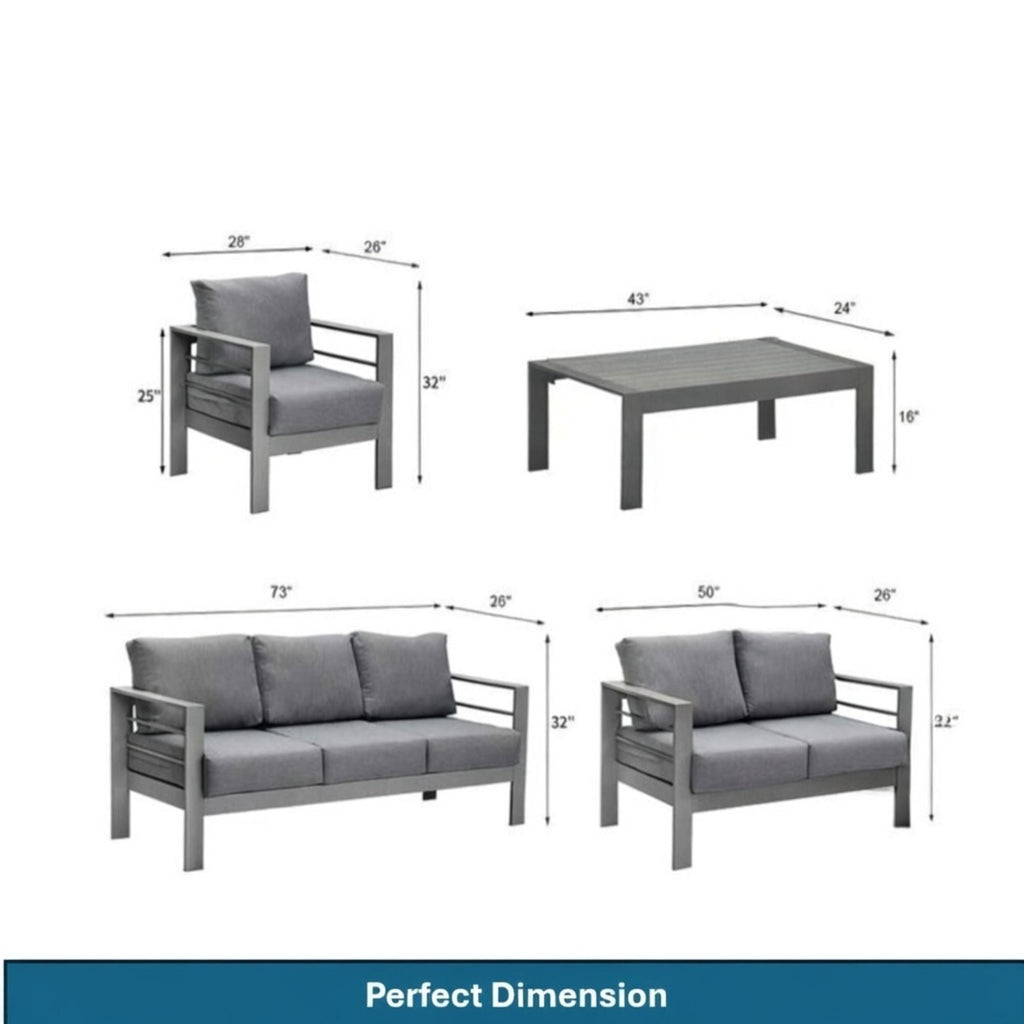 Outdoor Patio Set with All-Weather Cushions - Dark Gray