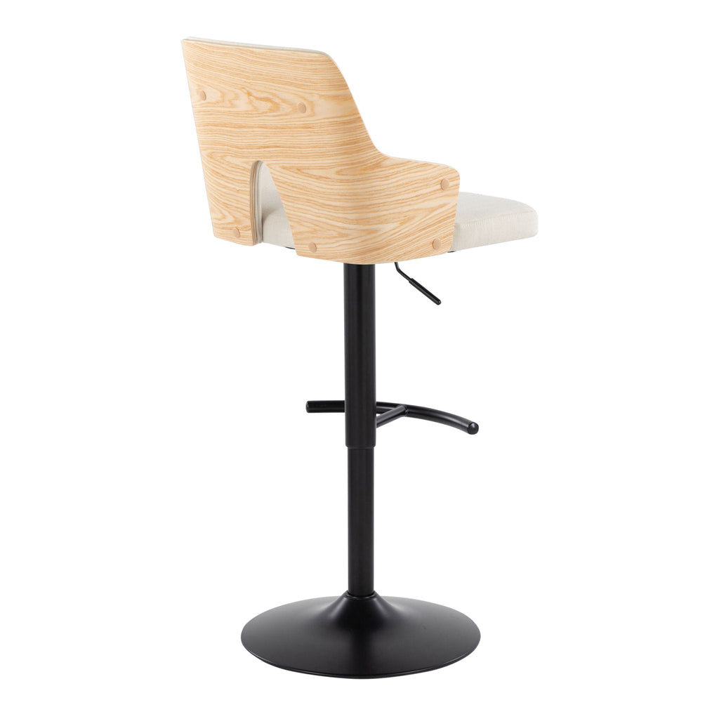 Contemporary Adjustable Barstool Set with Swivel and Rounded T Footrest - Gray or White