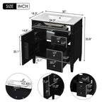Bathroom Vanity with Ceramic Top Sink and Storage Drawers - Multiple Colors