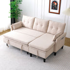 Reversible Chaise Sleeper Sectional Sofa with Storage - Cotton-Linen Upholstery