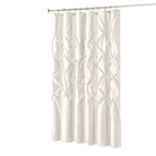 Tufted Semi-Sheer Shower Curtain with Tufted Texture - White