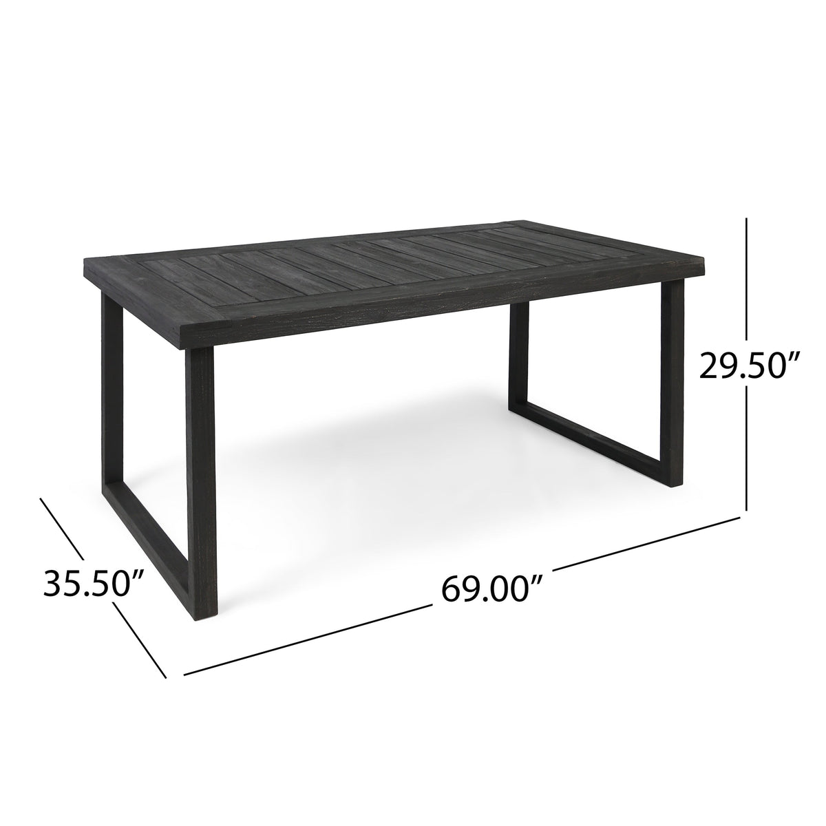 3-Piece Solid Acacia Wood Outdoor Dining Set, Sandblast Dark