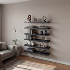 Madison 6-Piece Floating Wall Shelves Set with Wood Construction - Wenge
