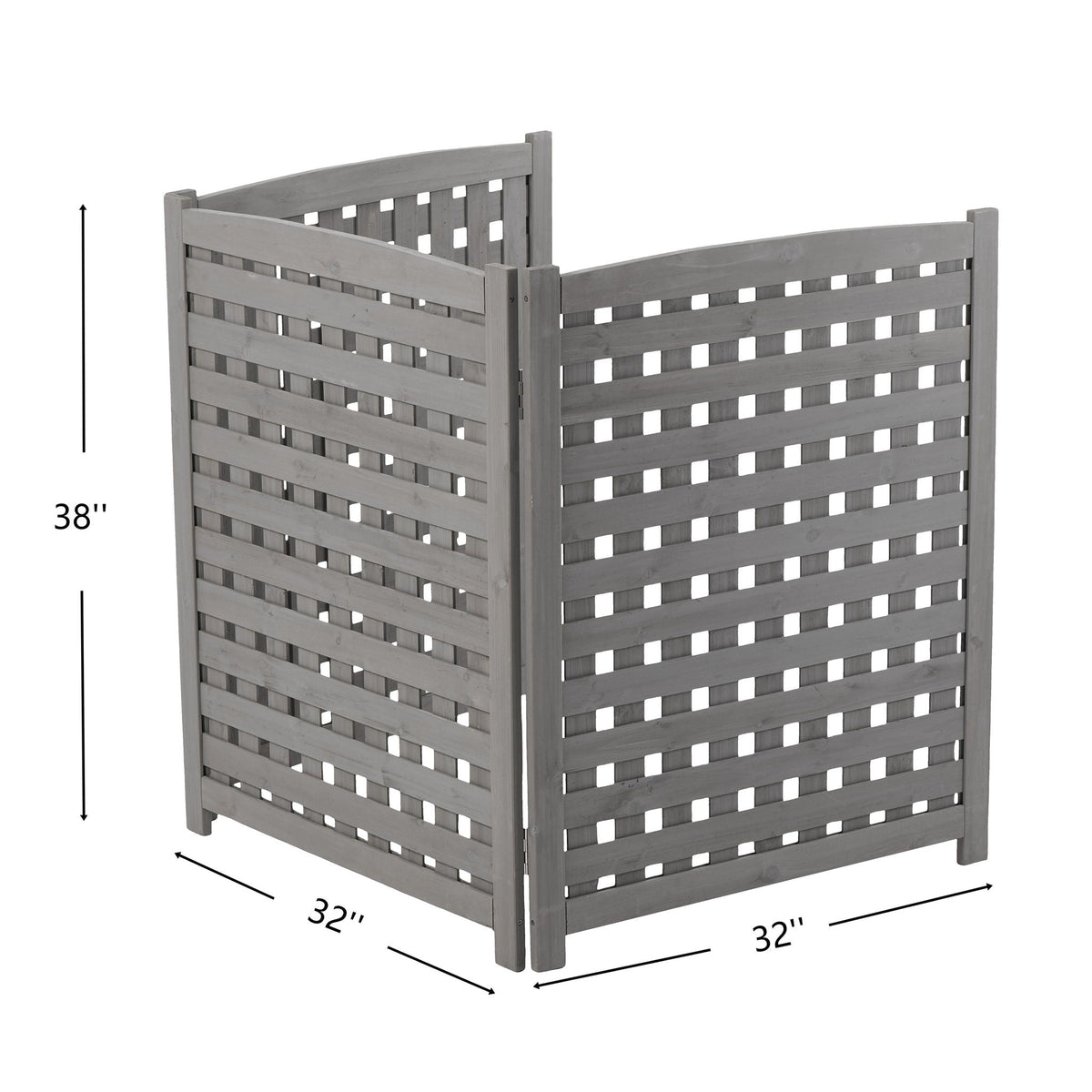 3 Panel Outdoor Air Conditioner Fence Screen with Solid Wood - Light Brown or Dark Gray