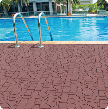 Stone Texture 12" Patio Deck Tiles with Interlocking Design - Set of 44
