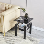 Tempered Glass Coffee Table with Storage - Black or White