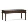 Dark Tobacco Brown Coffee Table with Storage Drawer