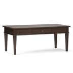 Dark Tobacco Brown Coffee Table with Storage Drawer