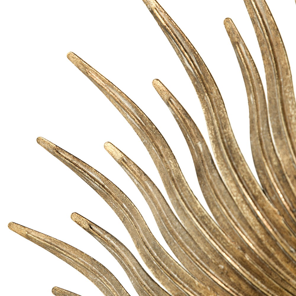 Retro Sunburst Metal Wall Mirror with Decorative Design - Gold