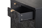 Hand-Carved Accent Cabinet with Intricate Floral Embossing - Black/Floral