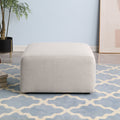 Beige Sofa Ottoman with Plush Corduroy - No Assembly Required