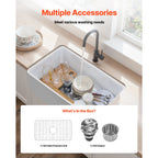 Farmhouse Sink Undermount Kitchen Single Bowl with Extra-Large Basin - White
