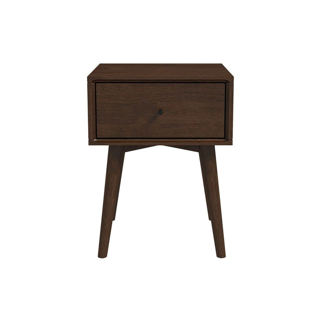 Modern Design Night Stand with Solid Wood Construction - Dark Brown or White