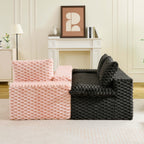 Multifunctional 4-Seater Stationary Sofa with Adjustable Layout - Pink & Black