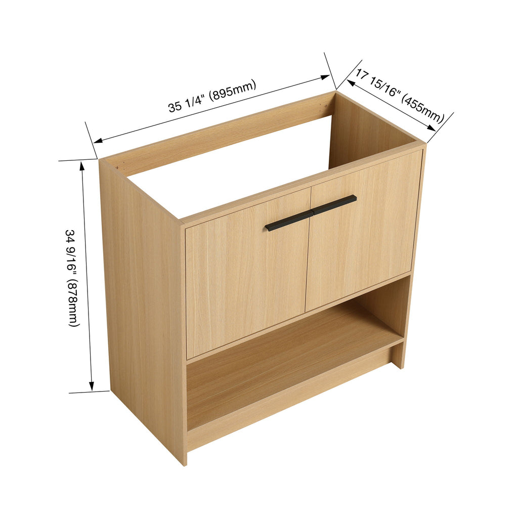 Modern Freestanding Bathroom Vanity with 2 Doors - Light or Dark Brown