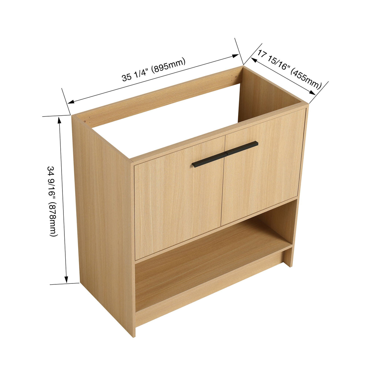 Modern Freestanding Bathroom Vanity with 2 Doors - Light or Dark Brown