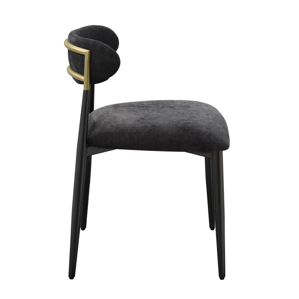 Side Chair Set with Metal Frame and Padded Armrests - Black or Beige