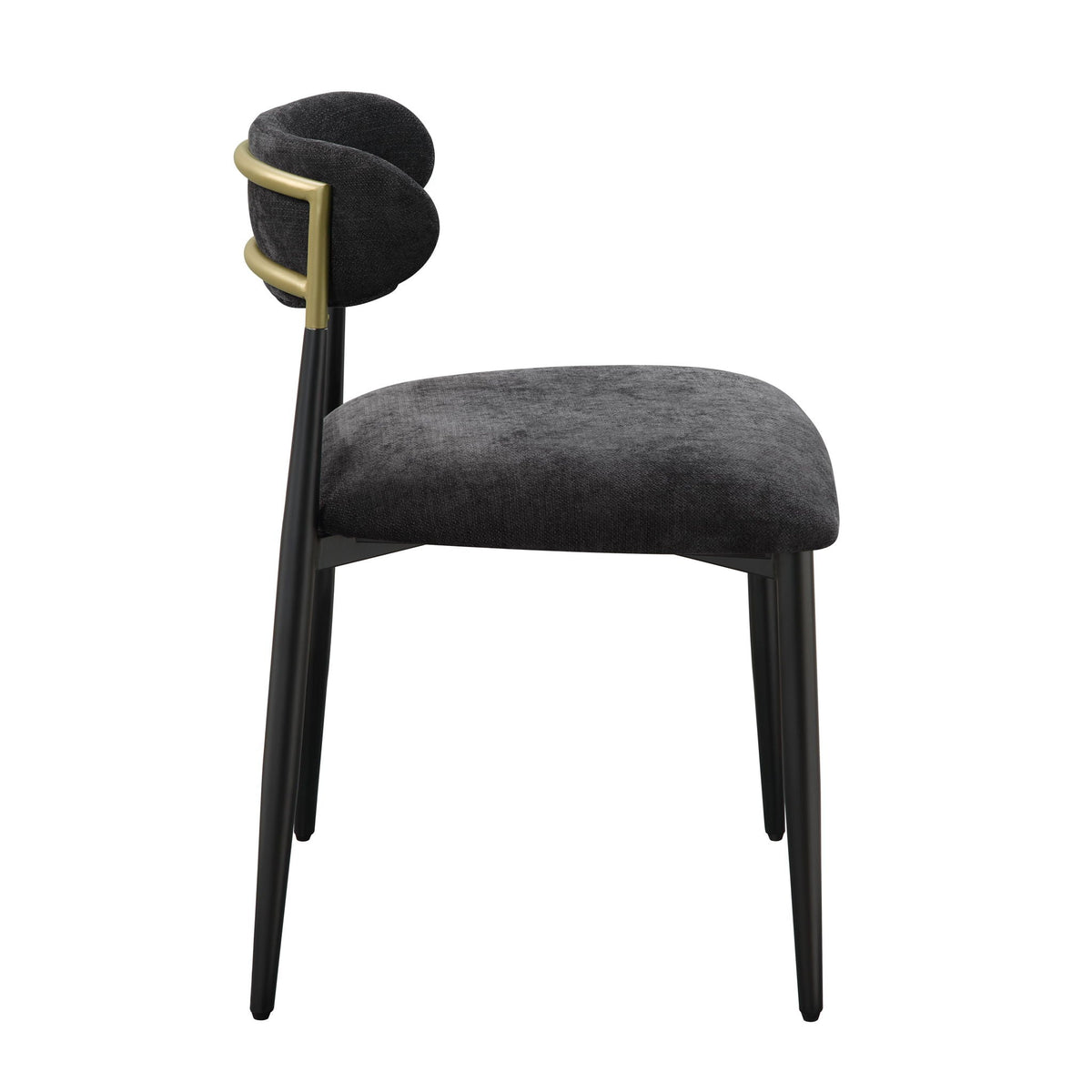 Side Chair Set with Metal Frame and Padded Armrests - Black or Beige