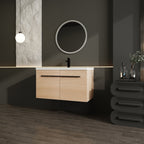 Bathroom Vanity Set with Resin Countertop Sink and 2 Doors - Light Brown Oak