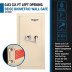 Beige Biometric Wall Safe with Fingerprint Access - Durable Steel
