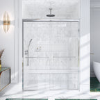 Semi-Frameless Double Sliding Shower Door with Tempered Glass - Clear
