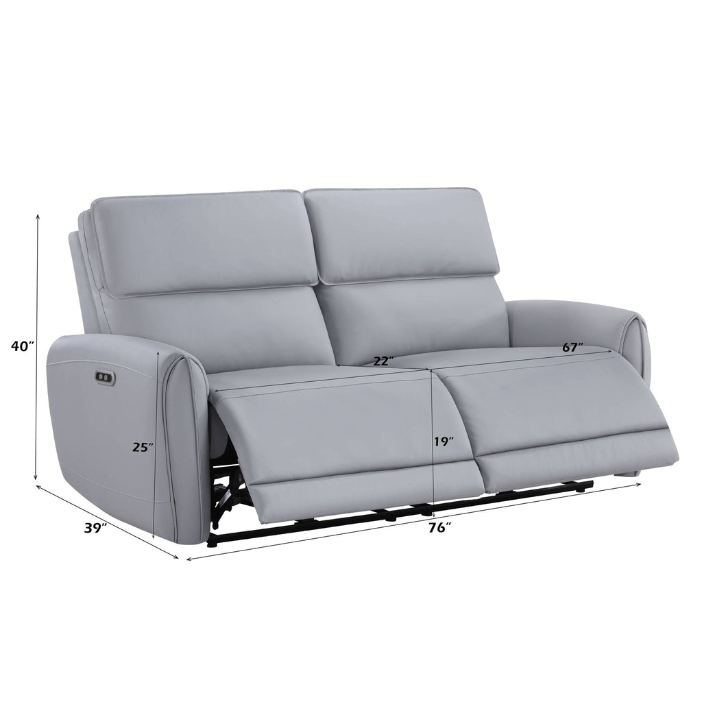 Power Motion Reclining Sofa with USB Port - Gray Faux Leather