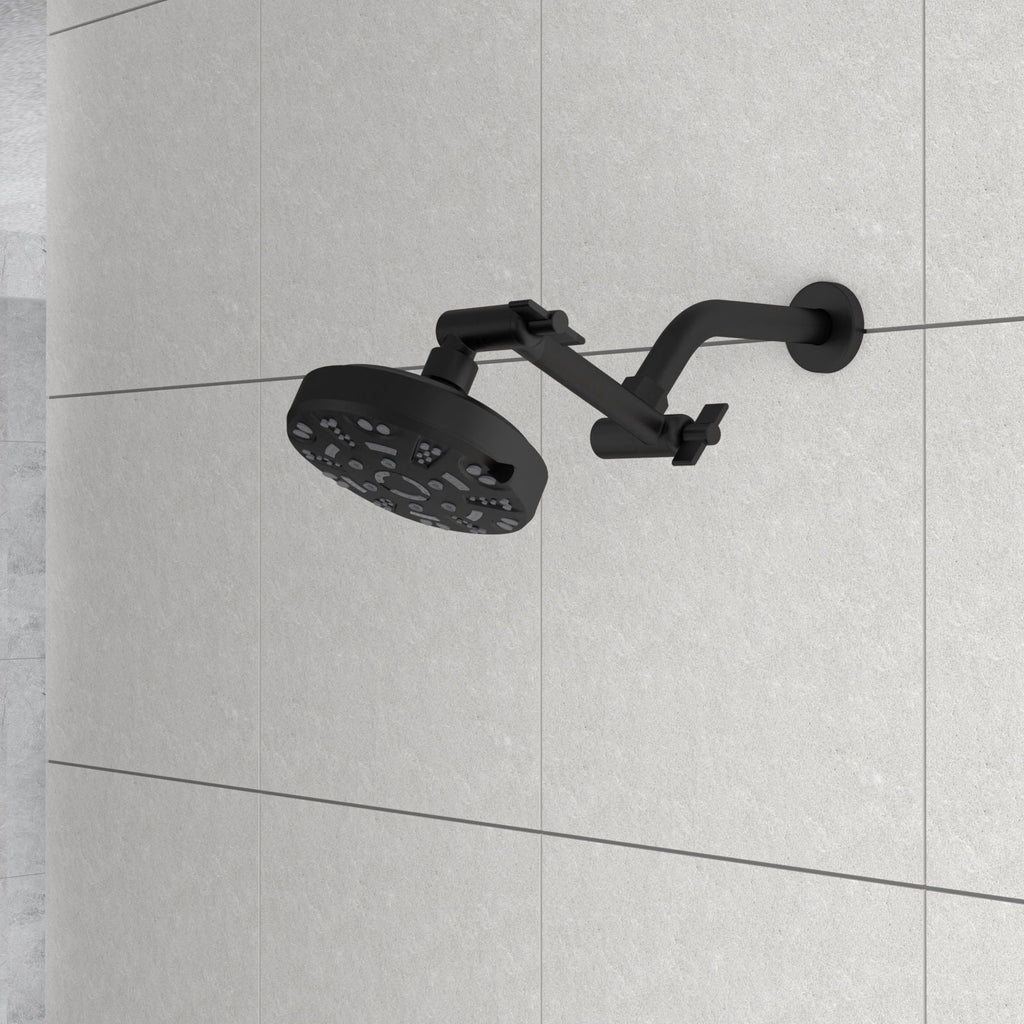 Stainless Steel Shower Arm Extension with 360° Rotation - Black or Pearl Silver