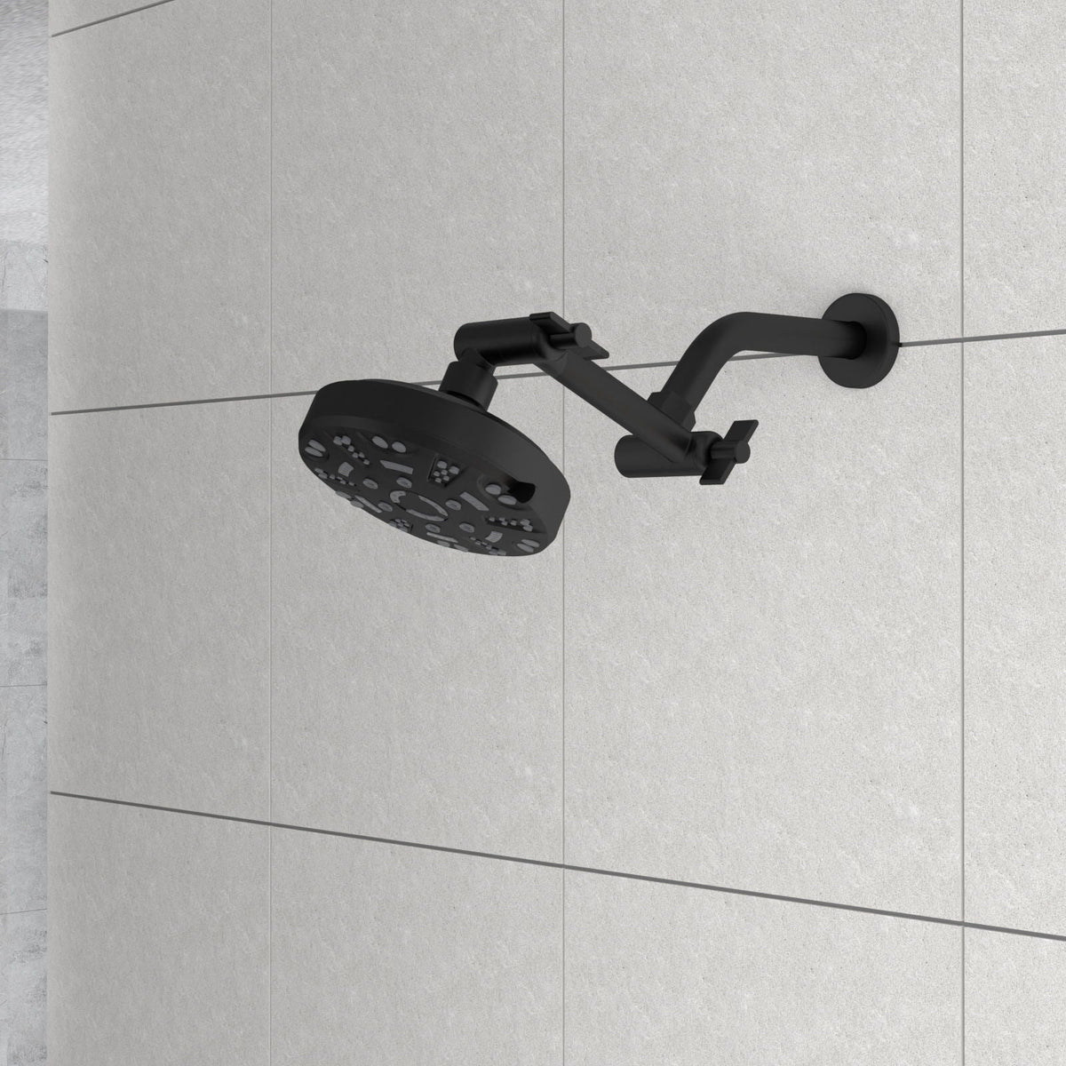 Stainless Steel Shower Arm Extension with 360° Rotation - Black or Pearl Silver