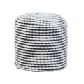 Handcrafted Cylindrical Accent Pouf with Water Resistant Fabric - White, Green, Black