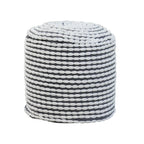 Handcrafted Cylindrical Accent Pouf with Water Resistant Fabric - White, Green, Black