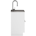 White Laundry Cabinet with Stainless Steel Sink and Faucet