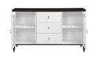 Carene Server with Drawers and Glass Accent - Brown / White