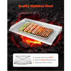 Stainless Steel Flat Top Griddle with Grease Trough – Silver