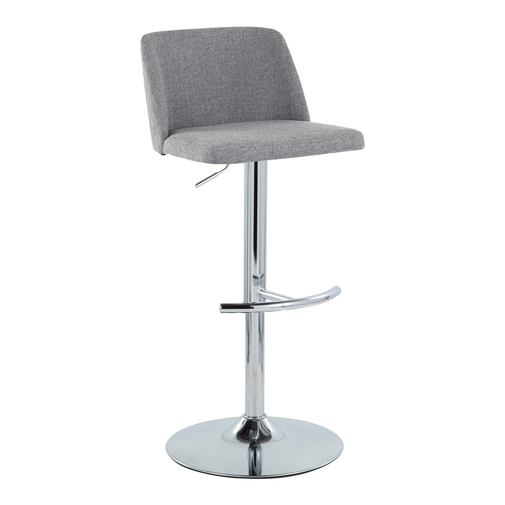 Contemporary Adjustable Barstool Set with Swivel & Rounded T Footrest - Multiple Colors