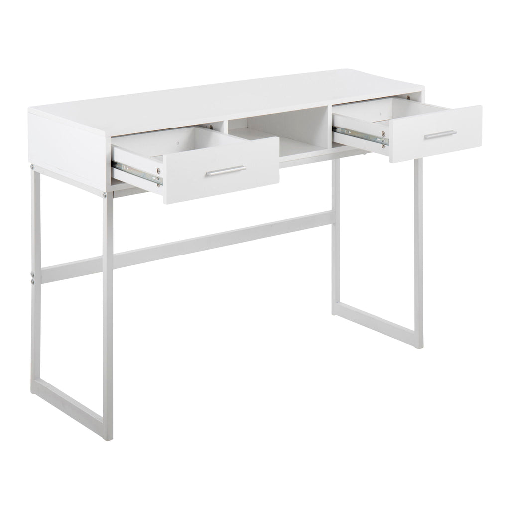 Contemporary Console Table with Storage Drawers - White, Gray, Black
