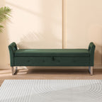 Wide Storage Ottoman Bench with Armrests - Fabric
