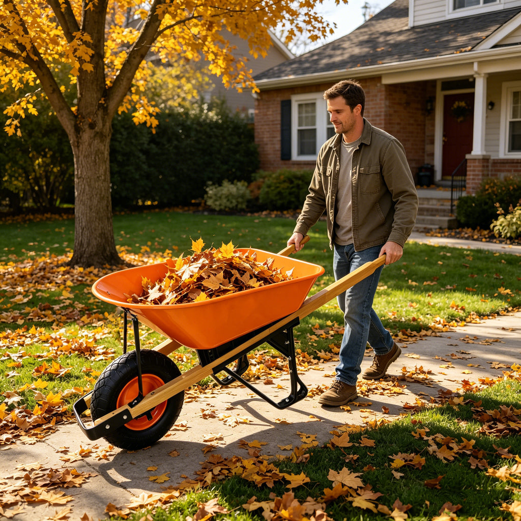 Steel Tray Wheel Barrow with Durable ABS+Steel Construction - Garden