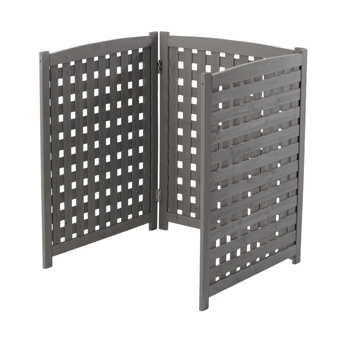 3 Panel Outdoor Air Conditioner Fence Screen with Solid Wood - Light Brown or Dark Gray