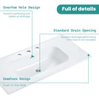 Glossy White Ceramic Integrated Sink with Seamless Design - White