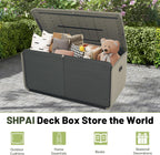 160 Gallon Heavy-Duty Resin Deck Box with Lockable Storage - Brown
