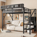 Twin Size Loft Bed with Stairs and Storage Shelves